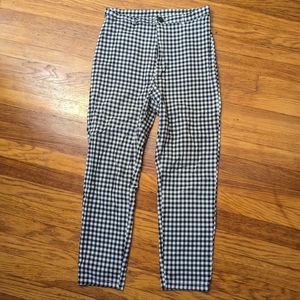 Collectif Plaid Gingham Black and White High Waisted Ankle Pants - Short Inseam